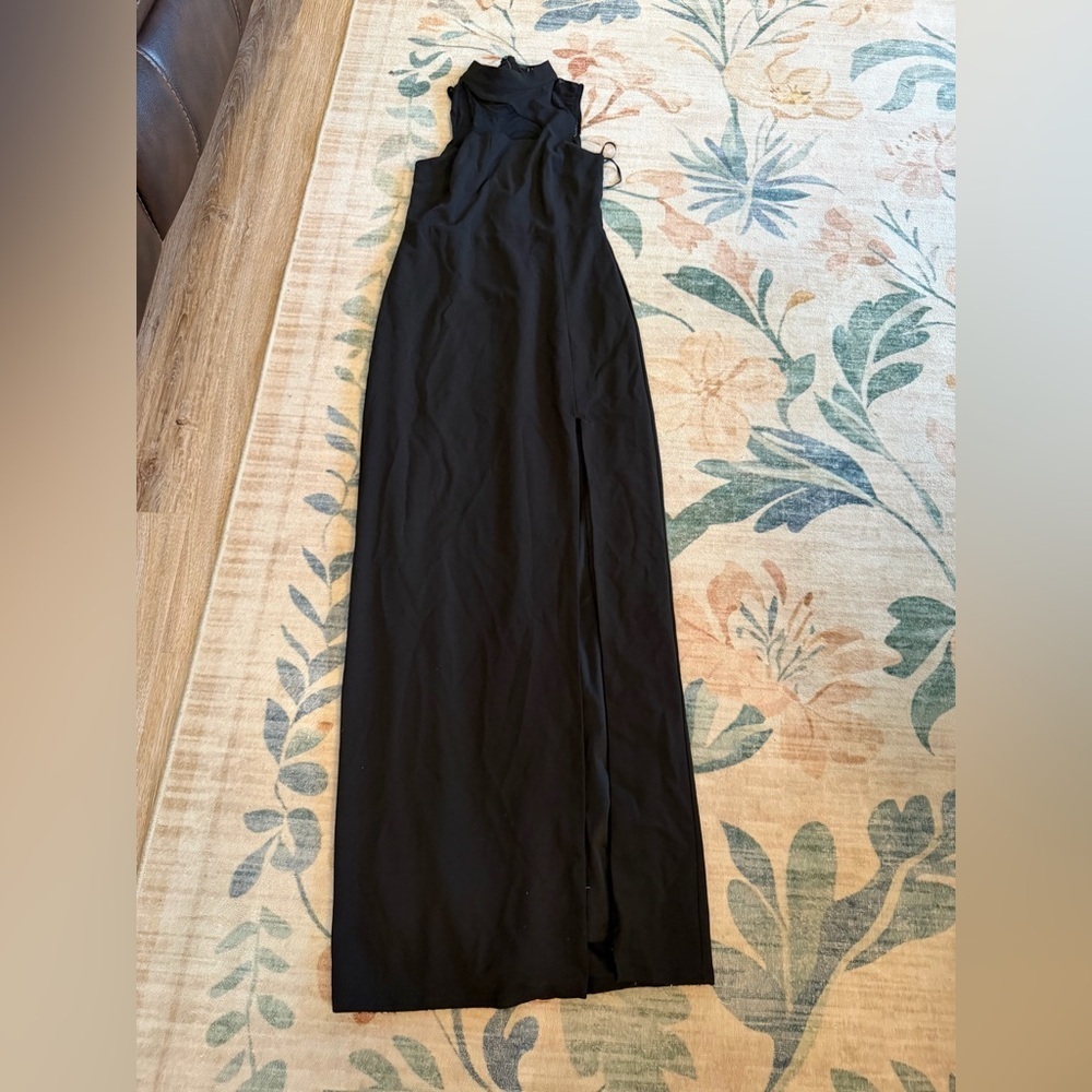 Lulus Irresistibly Modern Black Mesh Mock Neck Maxi Dress - Picture 4 of 6